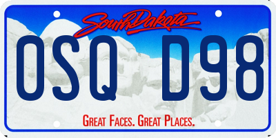 SD license plate 0SQD98