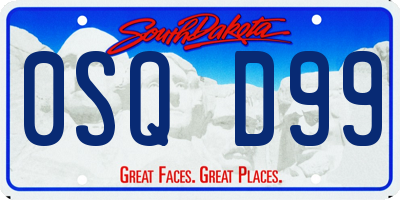 SD license plate 0SQD99
