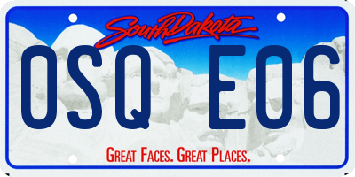 SD license plate 0SQE06