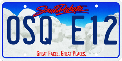 SD license plate 0SQE12