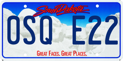 SD license plate 0SQE22