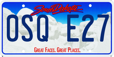 SD license plate 0SQE27
