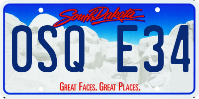 SD license plate 0SQE34