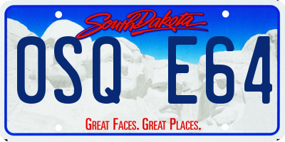 SD license plate 0SQE64