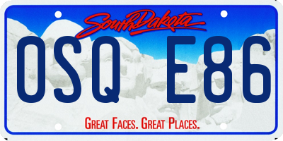 SD license plate 0SQE86