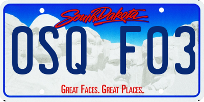 SD license plate 0SQF03