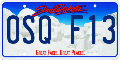 SD license plate 0SQF13