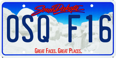 SD license plate 0SQF16