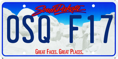 SD license plate 0SQF17
