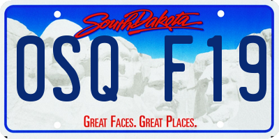 SD license plate 0SQF19