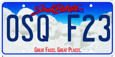 SD license plate 0SQF23