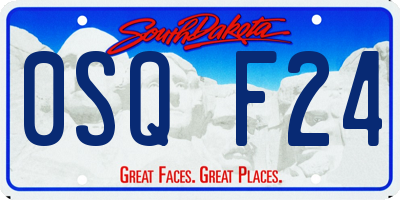 SD license plate 0SQF24