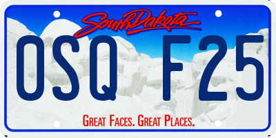 SD license plate 0SQF25