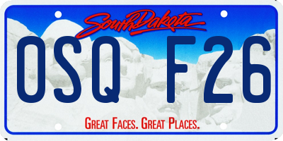 SD license plate 0SQF26