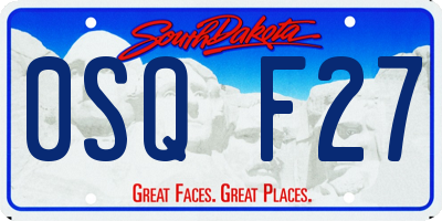 SD license plate 0SQF27