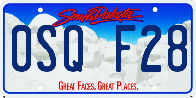 SD license plate 0SQF28