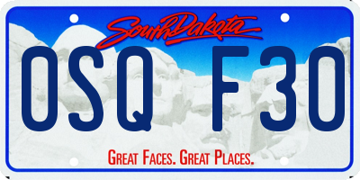 SD license plate 0SQF30