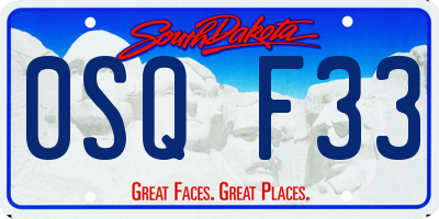 SD license plate 0SQF33