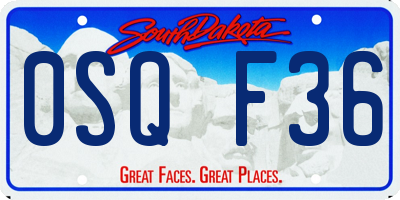SD license plate 0SQF36