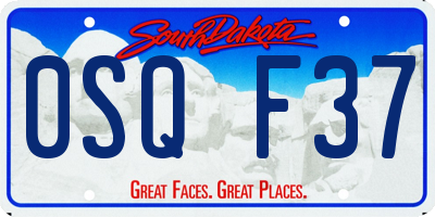 SD license plate 0SQF37