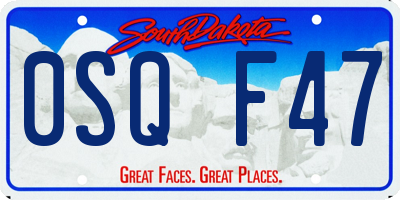 SD license plate 0SQF47