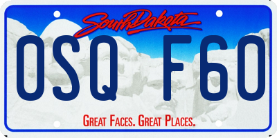 SD license plate 0SQF60