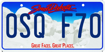 SD license plate 0SQF70