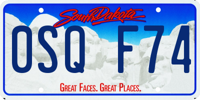 SD license plate 0SQF74