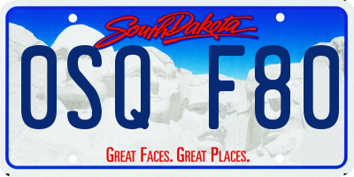 SD license plate 0SQF80