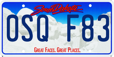 SD license plate 0SQF83