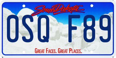 SD license plate 0SQF89