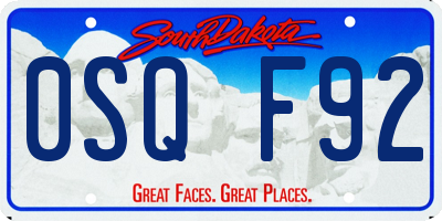 SD license plate 0SQF92