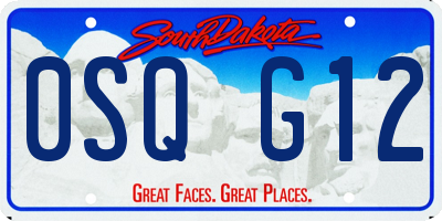 SD license plate 0SQG12