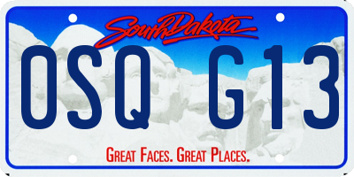 SD license plate 0SQG13