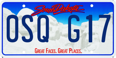 SD license plate 0SQG17