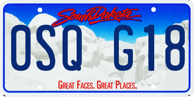 SD license plate 0SQG18