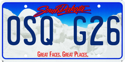 SD license plate 0SQG26