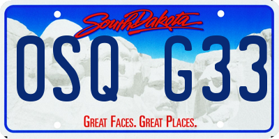 SD license plate 0SQG33