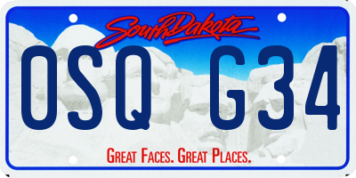 SD license plate 0SQG34