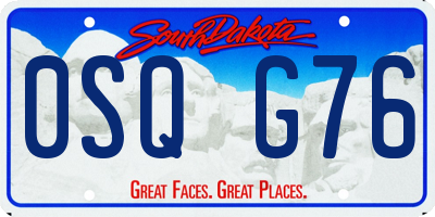 SD license plate 0SQG76