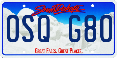 SD license plate 0SQG80
