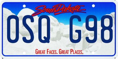 SD license plate 0SQG98