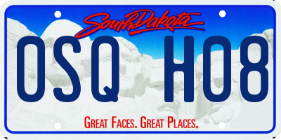 SD license plate 0SQH08