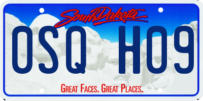 SD license plate 0SQH09