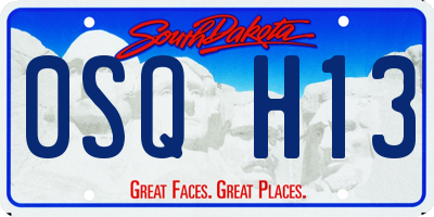 SD license plate 0SQH13