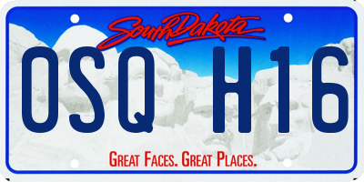 SD license plate 0SQH16