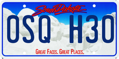 SD license plate 0SQH30