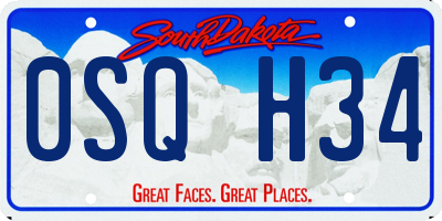 SD license plate 0SQH34