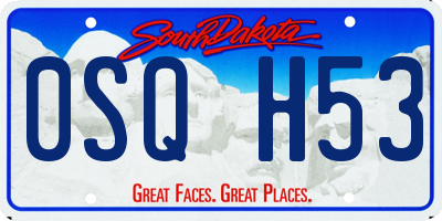 SD license plate 0SQH53