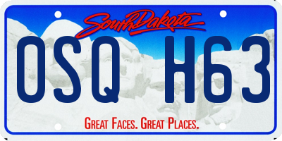 SD license plate 0SQH63